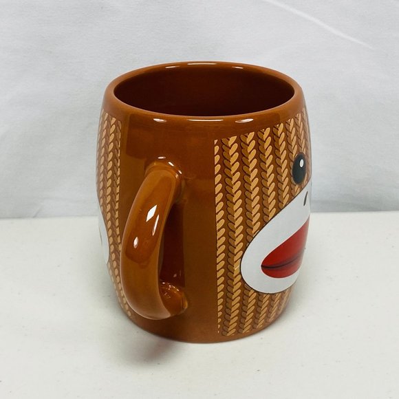 Double Handle Sock Monkey Galerie Cup Hot Cocoa Coffee Mug Brown 16oz - Picture 2 of 9